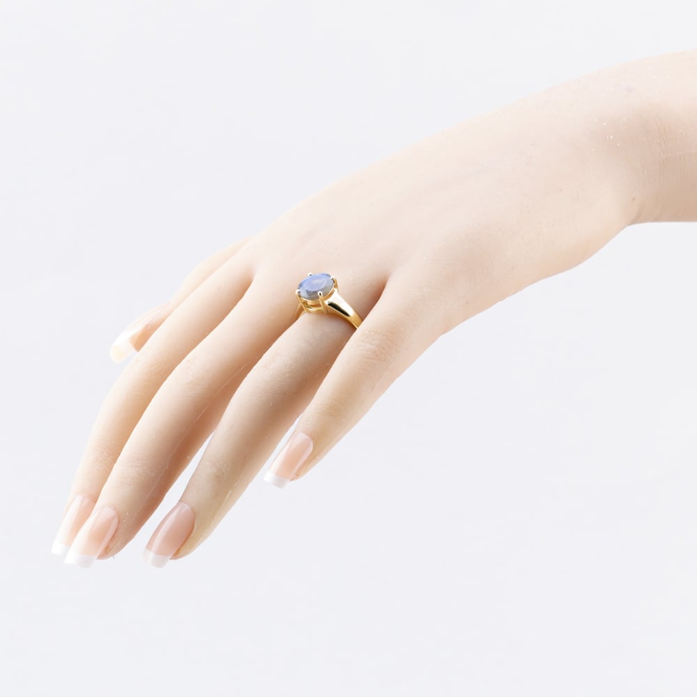 Pre-Owned 9ct Yellow Gold Blue Moonstone Single Stone Dress Ring 41103727