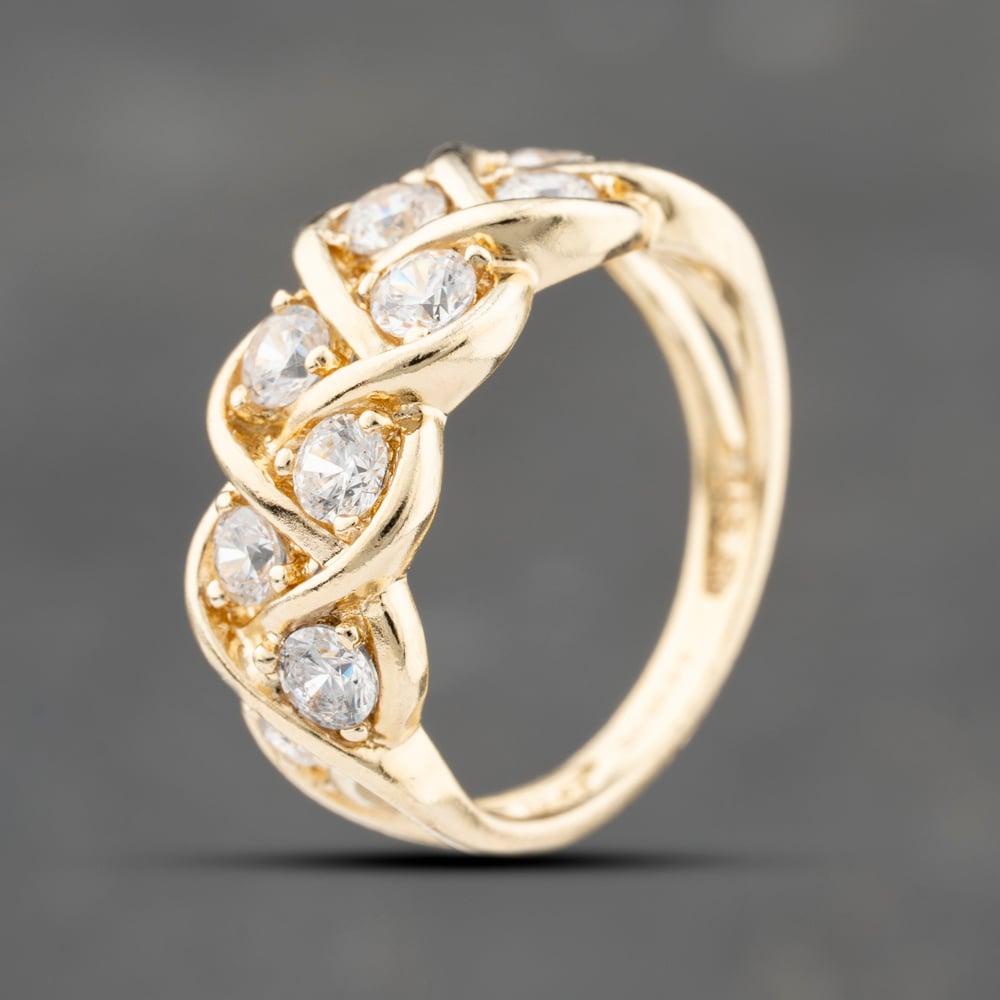 Click to view product details and reviews for Pre Owned 14ct Yellow Gold Cubic Zirconia Two Row Dress Ring 41103728.