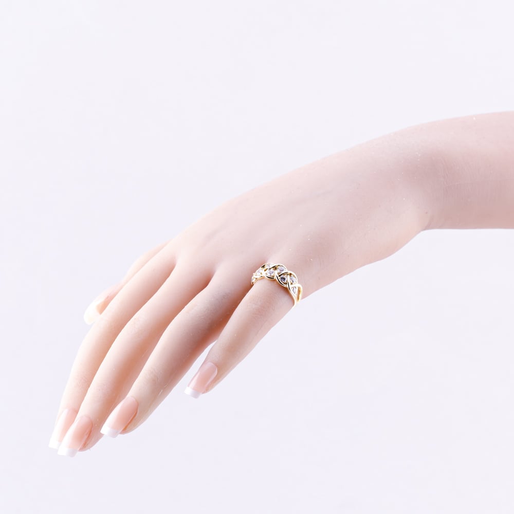 Pre-Owned 14ct Yellow Gold Cubic Zirconia Two Row Dress Ring 41103728