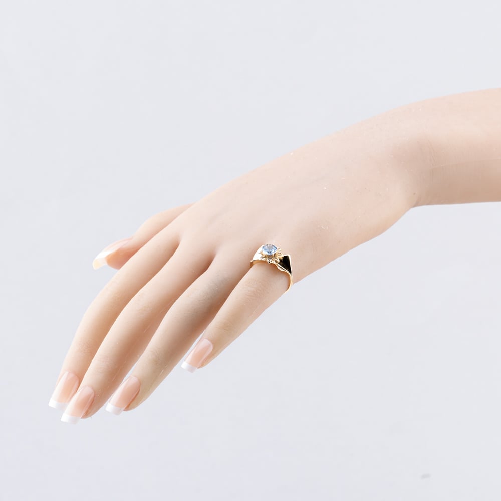Pre-Owned Vintage Yellow Gold Synthetic Blue Spinel Flower Dress Ring 41103736