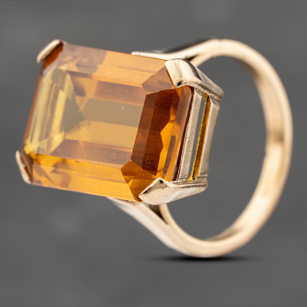 Click to view product details and reviews for Pre Owned Vintage Yellow Gold Synthetic Golden Yellow Sapphire Oblong Dress Ring 41103741.