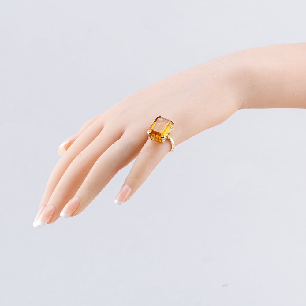 Pre-Owned Vintage Yellow Gold Synthetic Golden Yellow Sapphire Oblong Dress Ring 41103741
