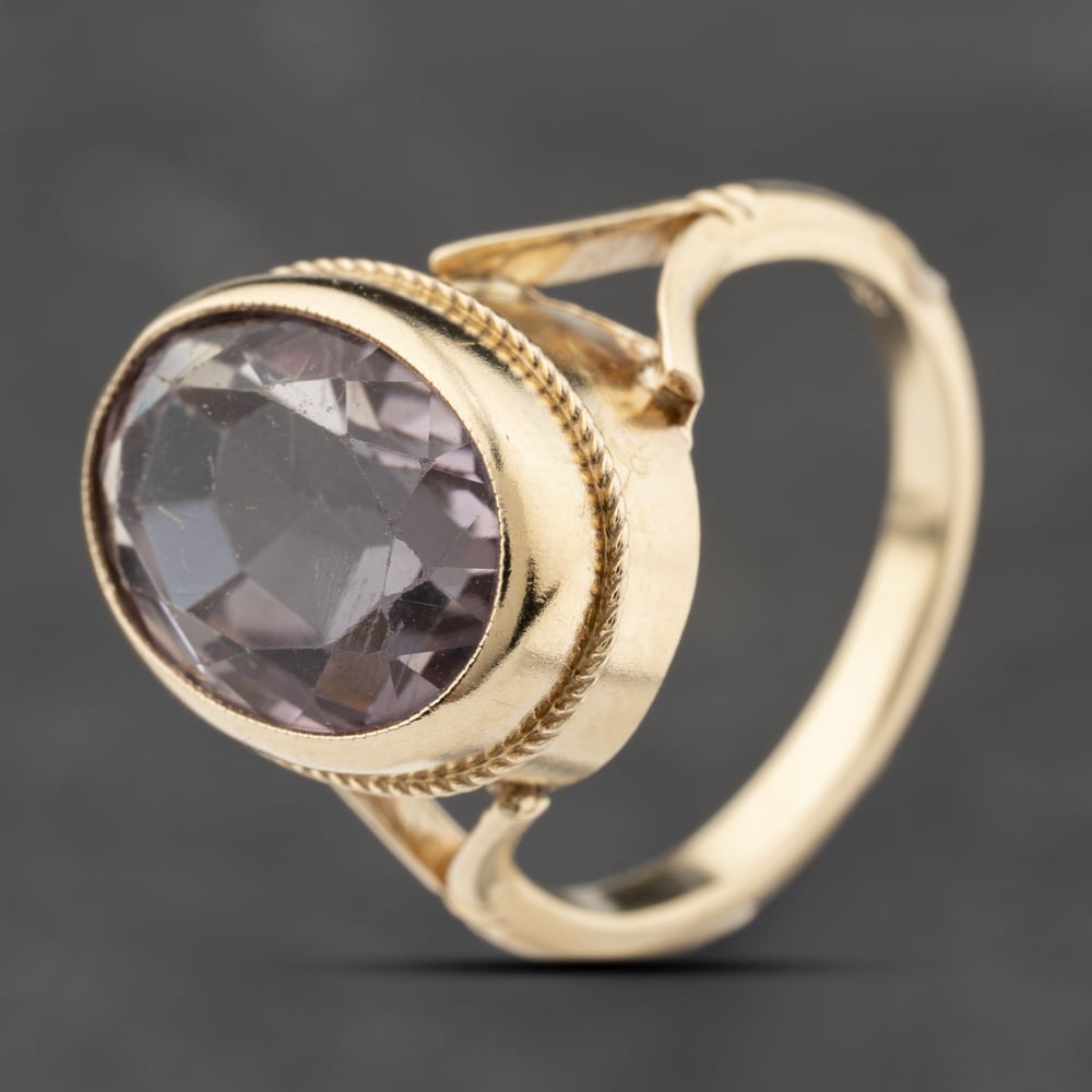 Click to view product details and reviews for Pre Owned Yellow Gold Amethyst Oval Dress Ring 41103845.