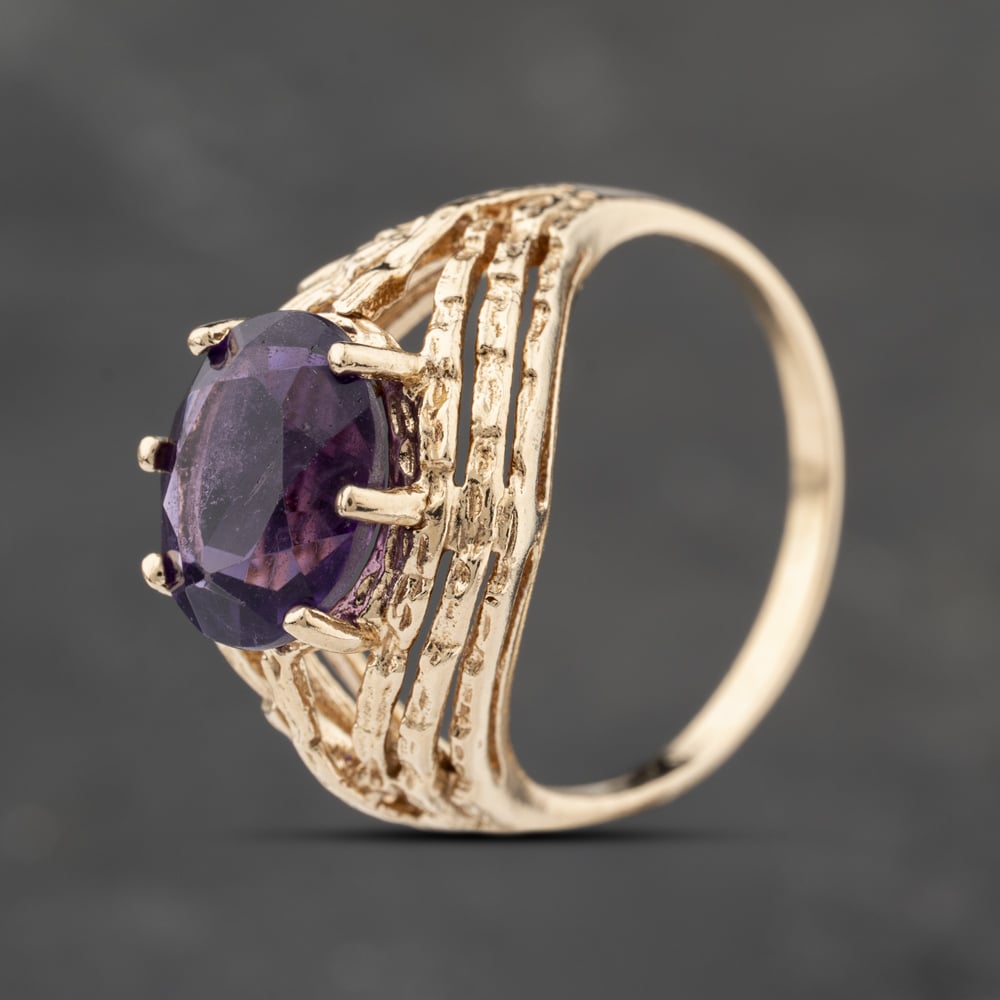 Click to view product details and reviews for Pre Owned Vintage Yellow Gold Amethyst Oval Dress Ring 41103846.