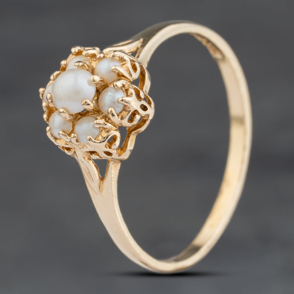 Click to view product details and reviews for Pre Owned 9ct Yellow Gold Cultured Pearl Flower Cluster Ring 41103982.