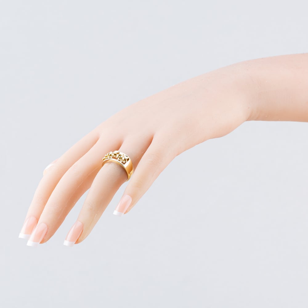 Pre-Owned 9ct Yellow Gold Flowers Dress Ring 41103996