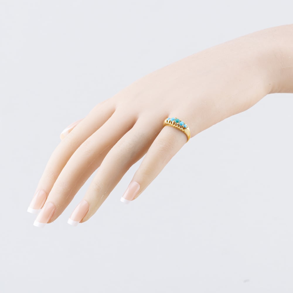 Pre-Owned Antique 18ct Yellow Gold Turquoise Claw Set Five Stone Ring 41104044