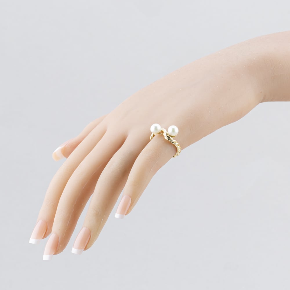 Pre-Owned 9ct Yellow Gold Cultured Pearl Rope Twist Dress Ring 41104067