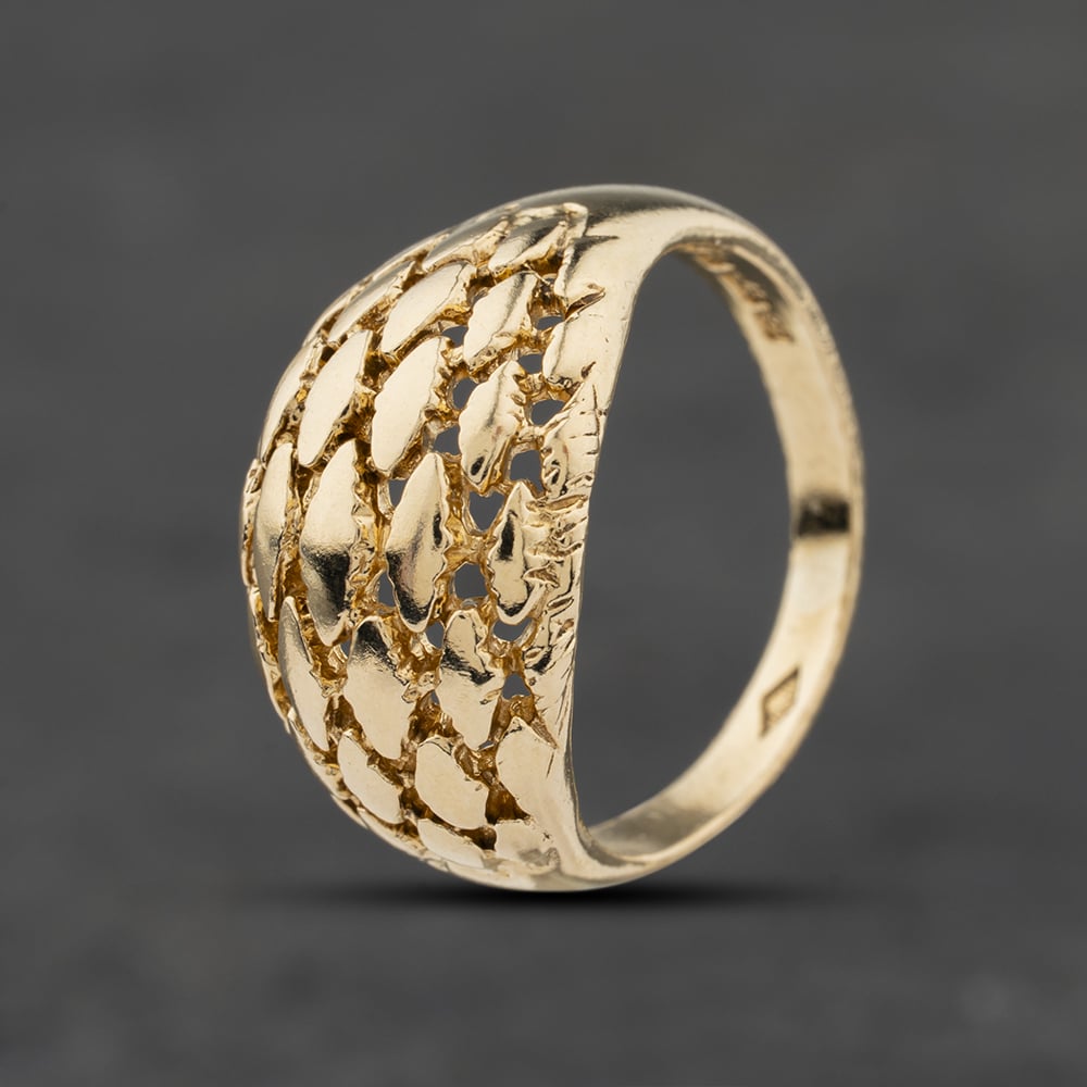 Pre-Owned 9ct Yellow Gold Open Worked Signet Ring 41104068