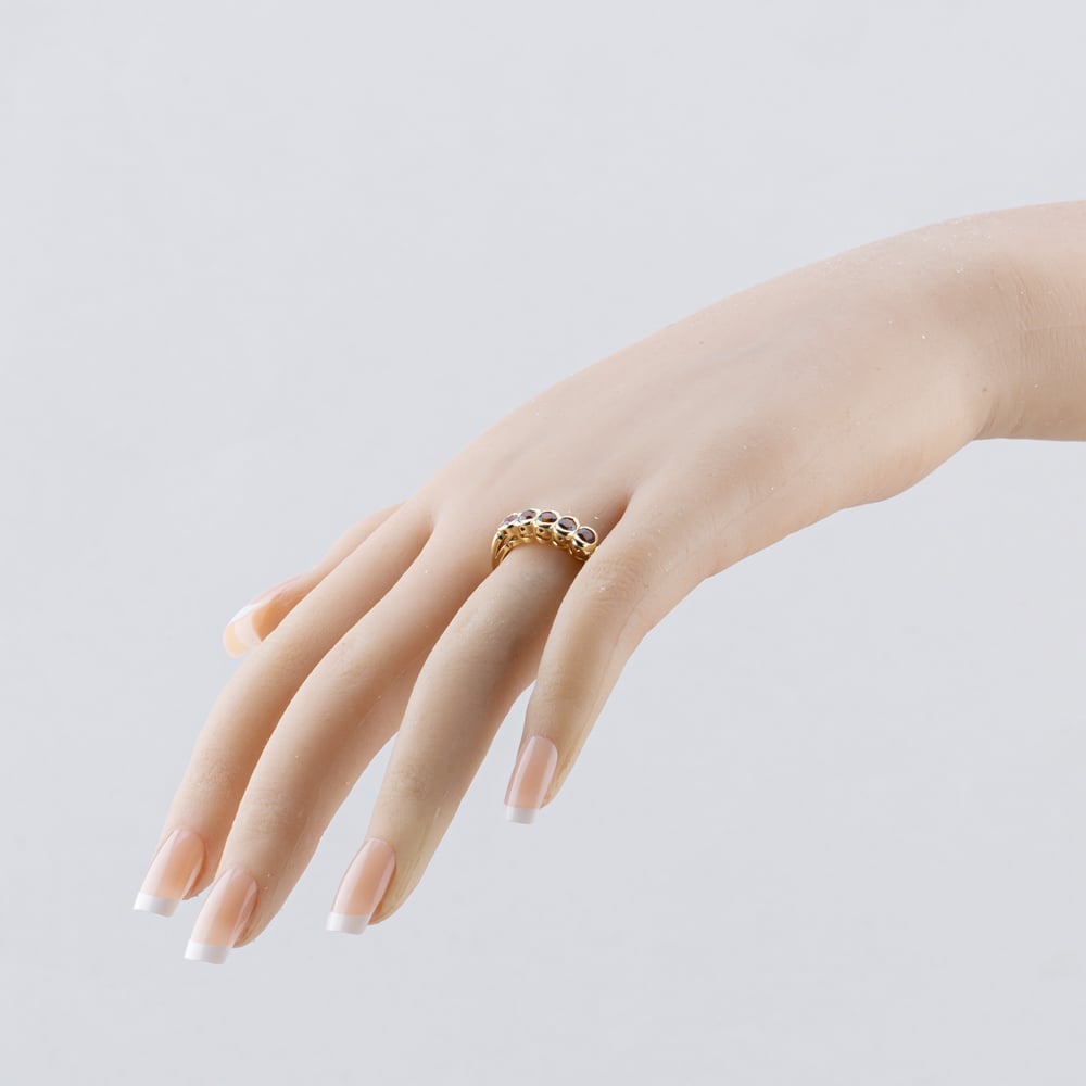 Pre-Owned 9ct Yellow Gold Citrine Rubover Five Stone Ring 41104140