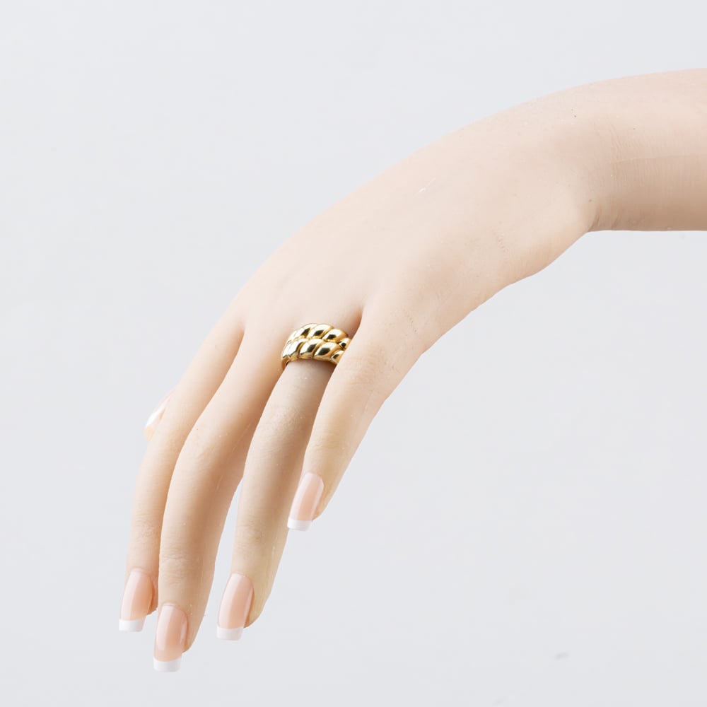 Pre-Owned 9ct Yellow Gold Two Row Twist Dress Ring 411002160931
