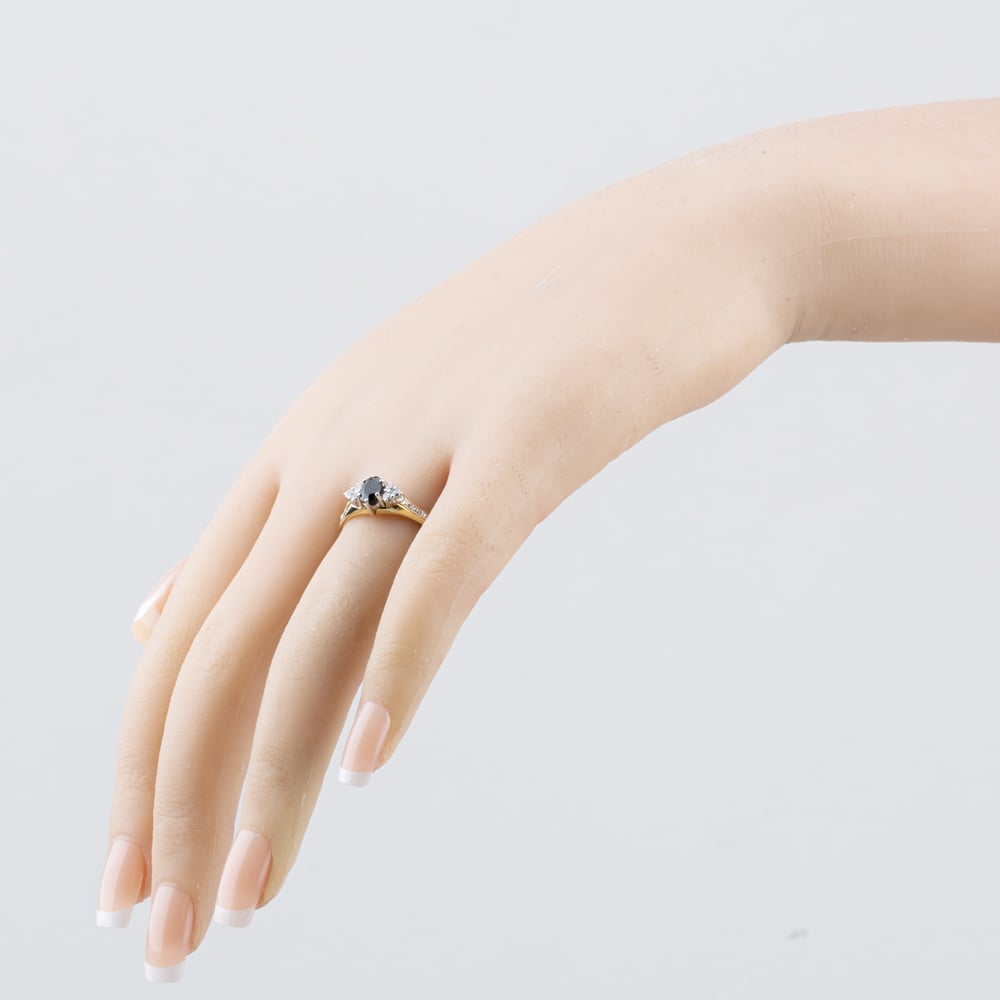 Pre-Owned 9ct Yellow Gold Sapphire & Cubic Zirconia Cluster Ring 41104235