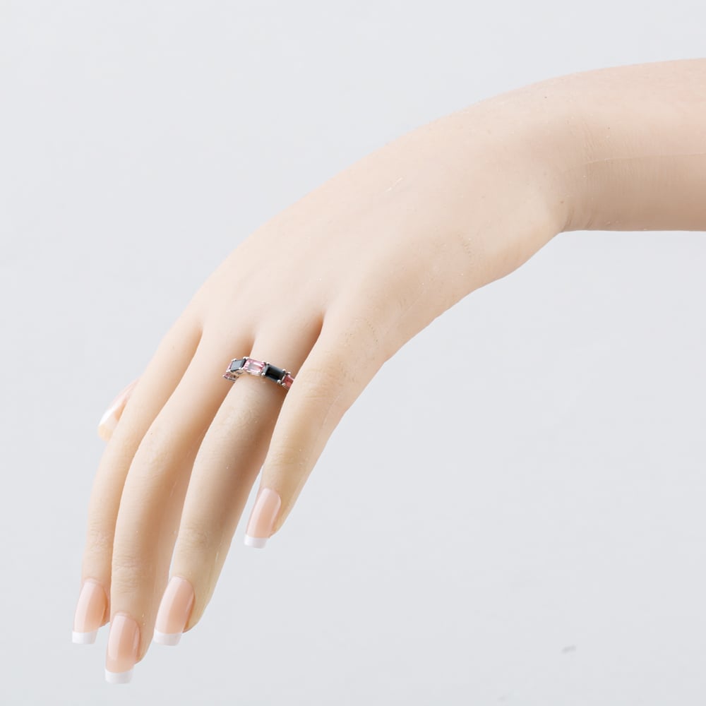 Pre-Owned 9ct White Gold Pink Tourmaline & Iolite Five Stone Ring 41104257