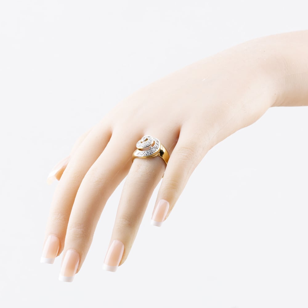 Pre-Owned 9ct Yellow Gold Cubic Zirconia Set Swirl Dress Ring 41104326