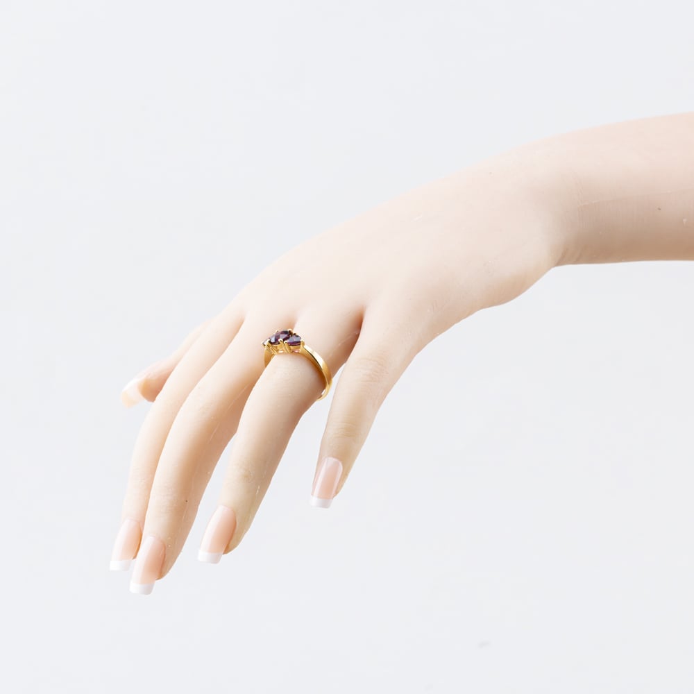Pre-Owned 9ct Yellow Gold Rhodolite Garnet Three Stone Ring 41104341