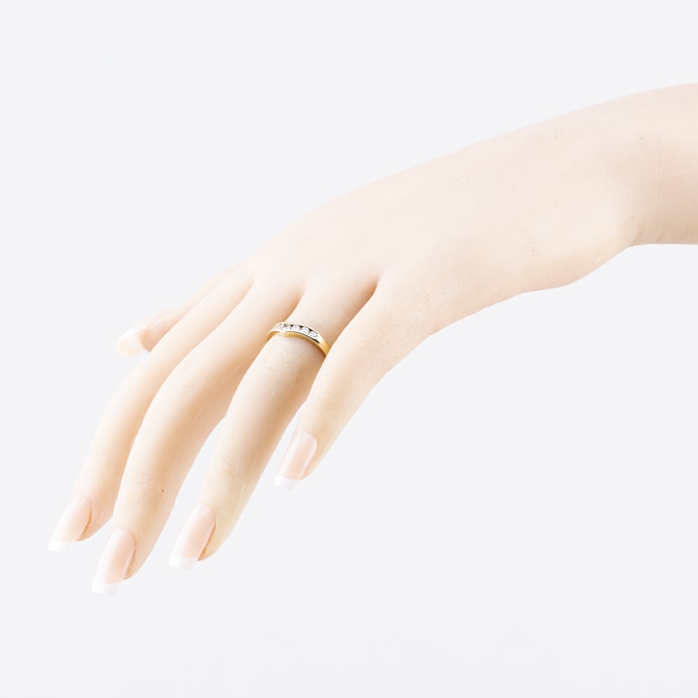 Pre-Owned 9ct Yellow Gold Cubic Zirconia Channel Set Half Wishbone Ring 41104475