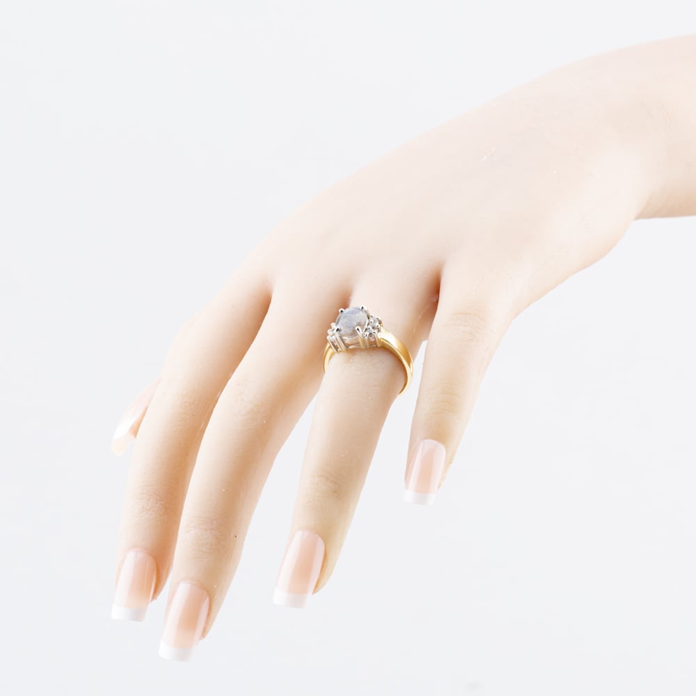 Pre-Owned 9ct Yellow Gold Labradorite & White Topaz Dress Ring 41104489