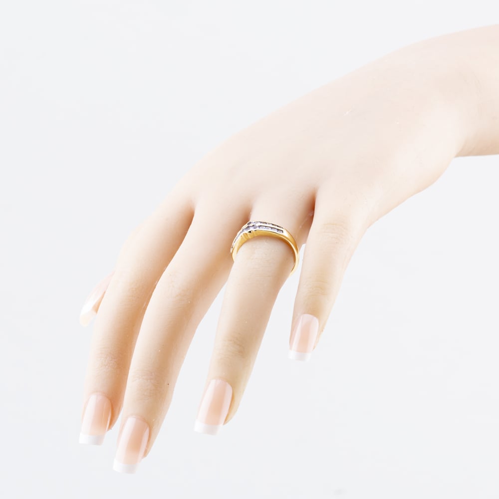 Pre-Owned 9ct Yellow Gold Tanzanite Two Row Dress Ring 41104500