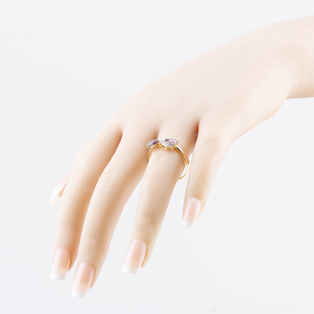 Pre-Owned 9ct Yellow Gold Colour Treated Topaz & White Spinel Twist Dress Ring 41104501