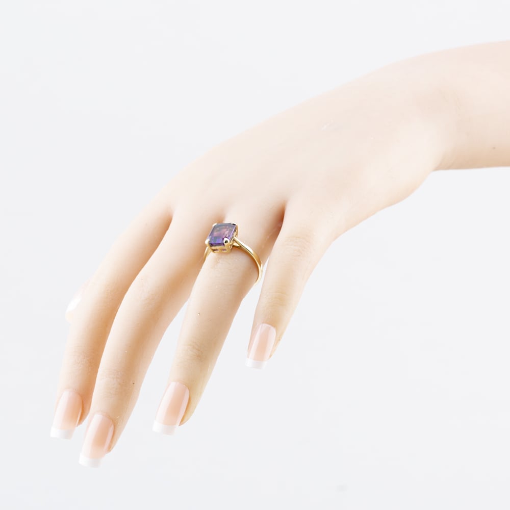 Pre-Owned Yellow Gold Amethyst Oblong Dress Ring 41104540