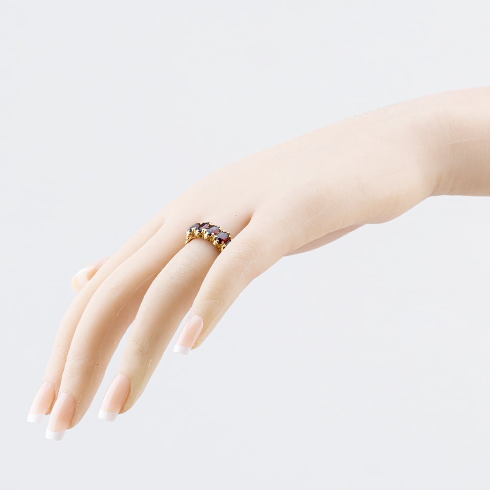 Pre-Owned 9ct Yellow Gold Garnet Five Stone Ring 41104660