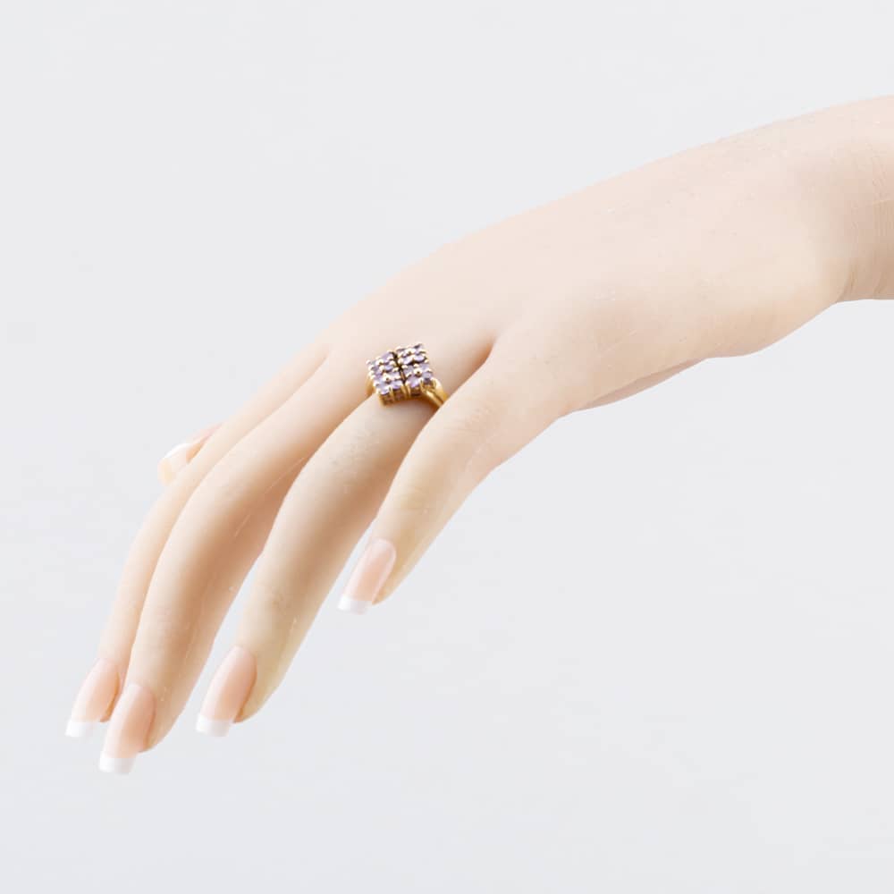 Pre-Owned 9ct Yellow Gold Amethyst Grid Dress Ring 41104685