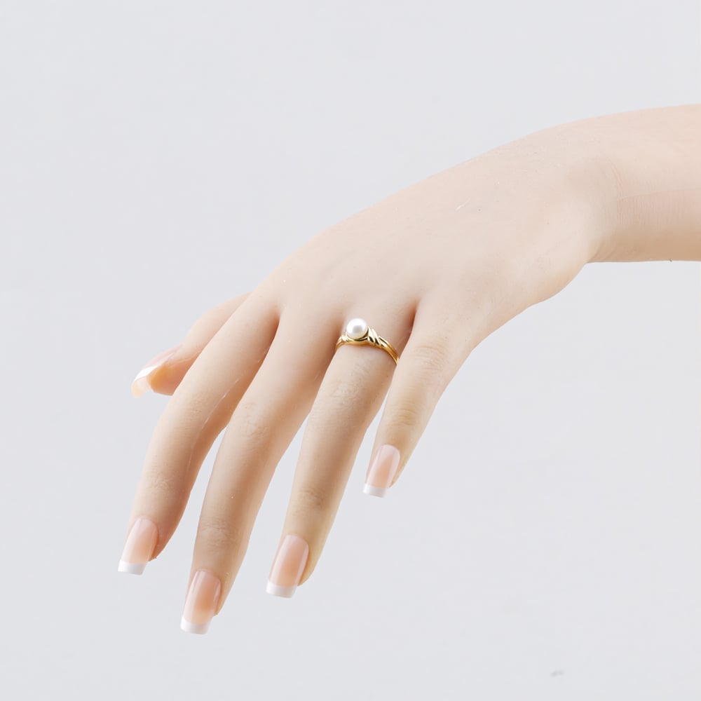 Pre-Owned 9ct Yellow Gold Cultured Pearl Swirl Shoulders Dress Ring 41104701