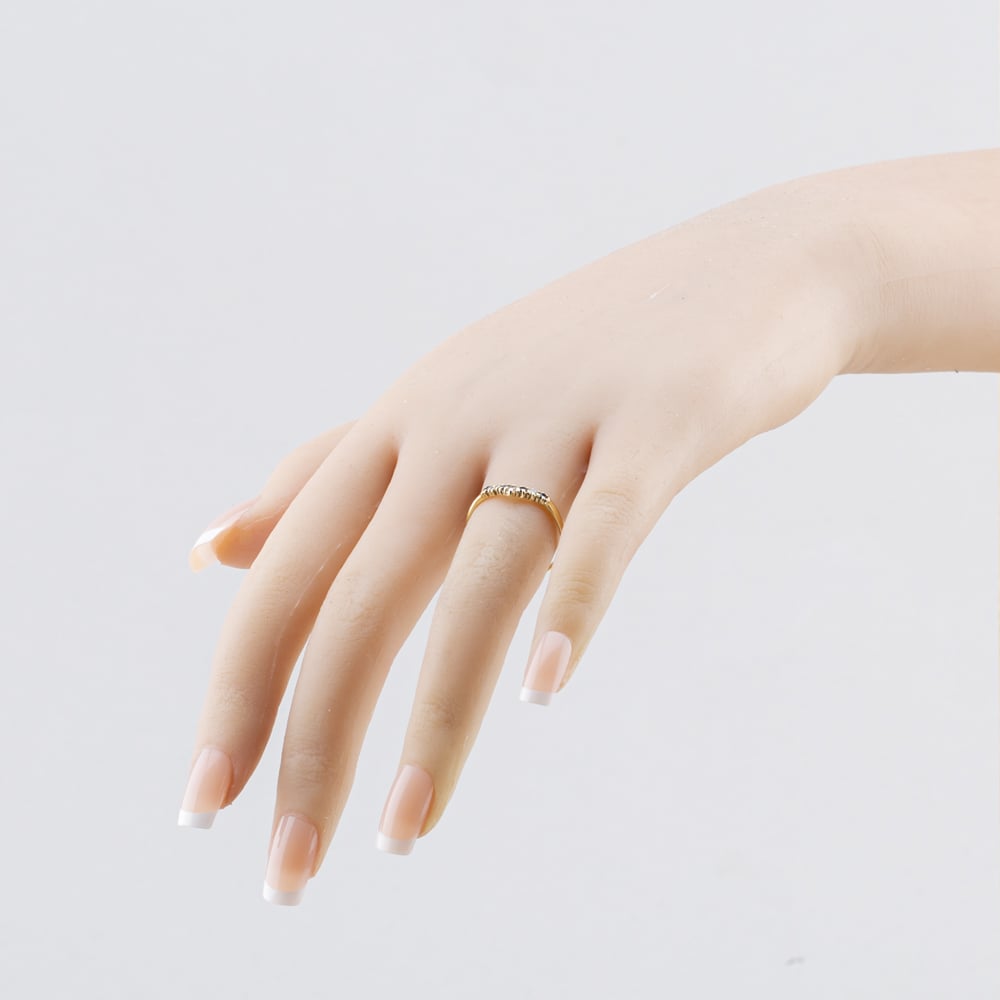 Pre-Owned 9ct Yellow Gold Sapphire & Cubic Zirconia Half Wishbone Ring 41104710