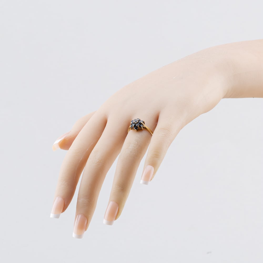 Pre-Owned 9ct Yellow Gold Sapphire Flower Cluster Ring 41104720
