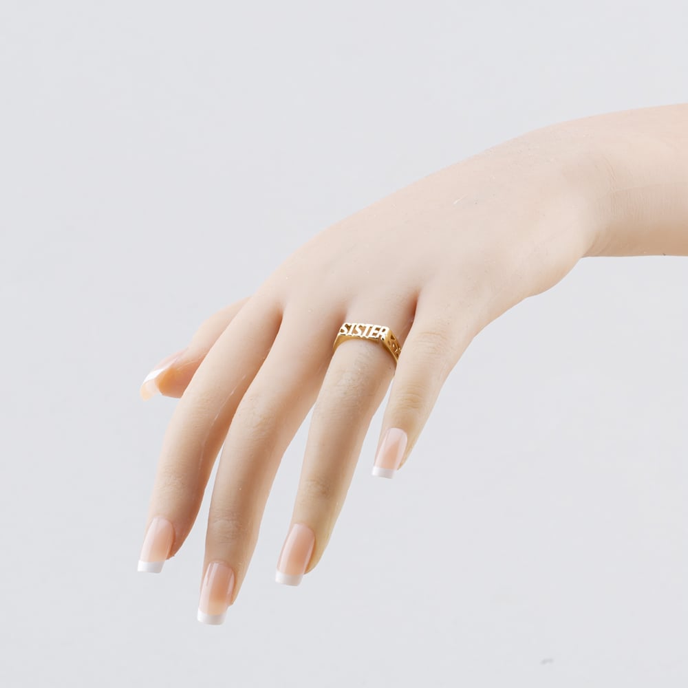Pre-Owned 9ct Yellow Gold Sister Signet Ring 41104732