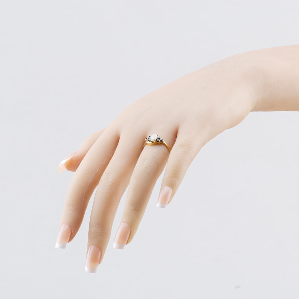 Pre-Owned 9ct Yellow Gold Opal & Sapphire Twist Ring 41104733