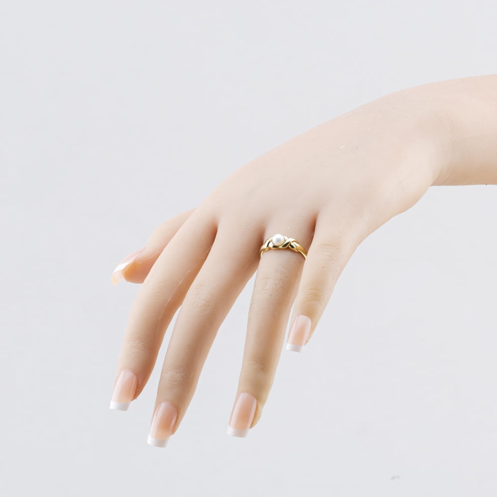 Pre-Owned 9ct Yellow Gold Cultured Pearl Crossover Pattern Shoulder Dress Ring 41104740