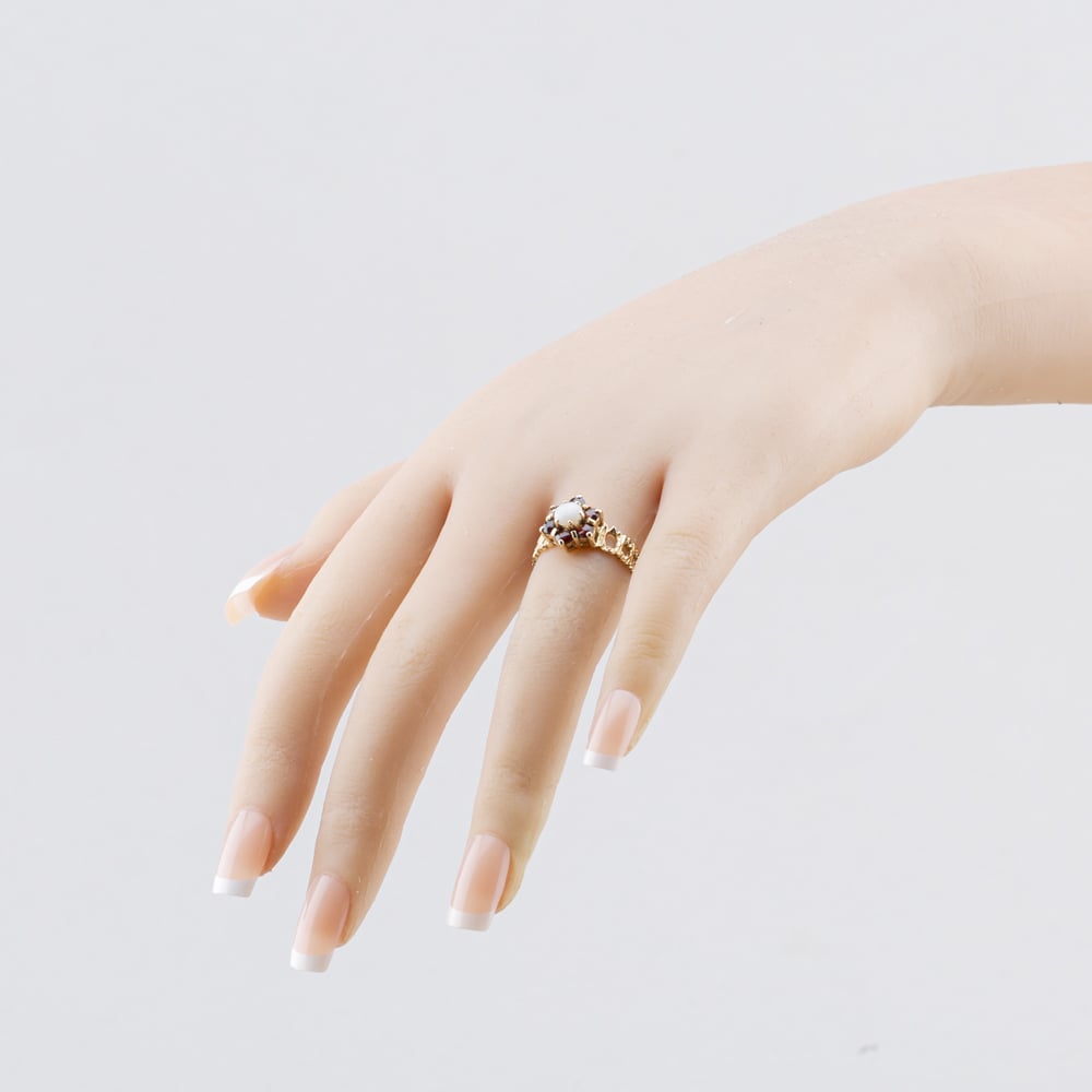 Pre-Owned 9ct Yellow Gold Opal Flower Cluster Ring 41104742