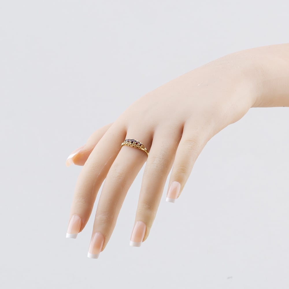 Pre-Owned 9ct Yellow Gold Garnet Five Stone Ring 41104743