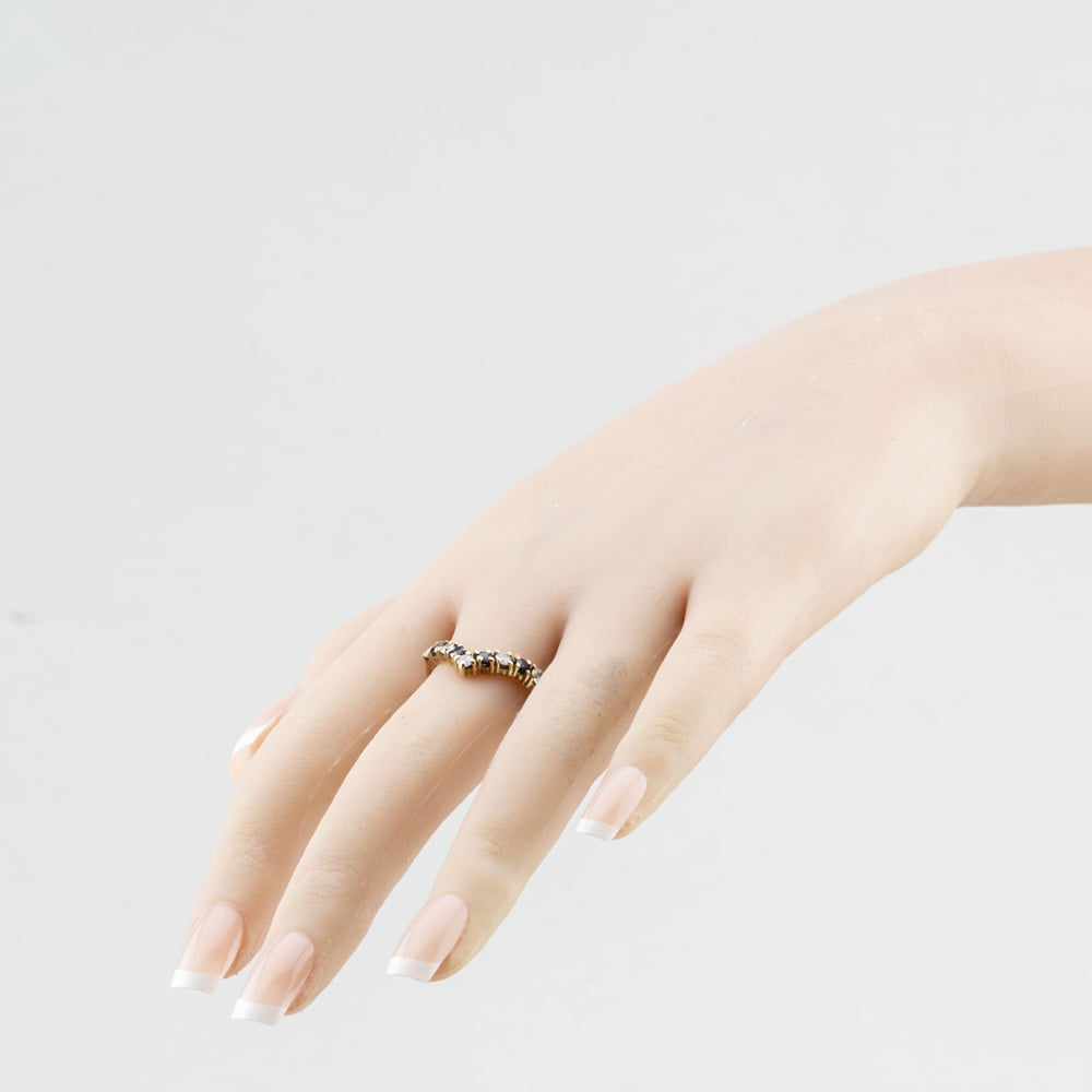 Pre-Owned 9ct Yellow Gold Sapphire & Cubic Zirconia Half Wishbone Ring 41104765