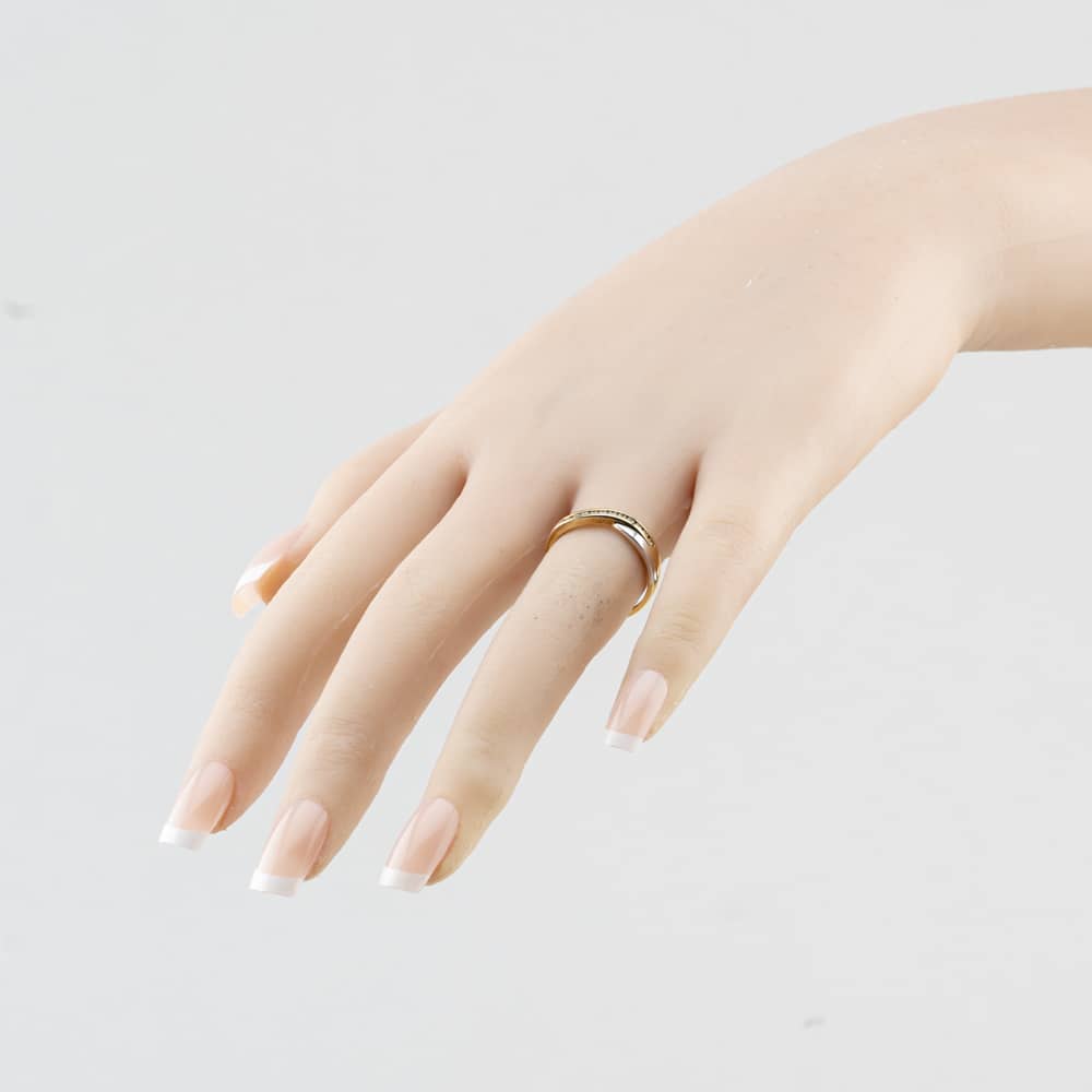 Pre-Owned 9ct Two Colour Gold Diamond Twist Crossover Ring 41104774