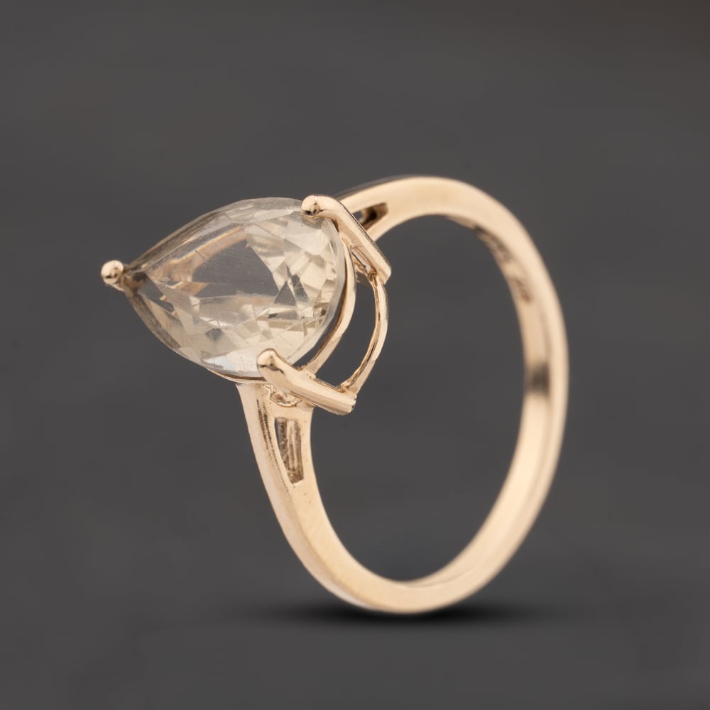 Pre-Owned 9ct Yellow Gold Yellow Beryl Teardrop Dress Ring 41104796
