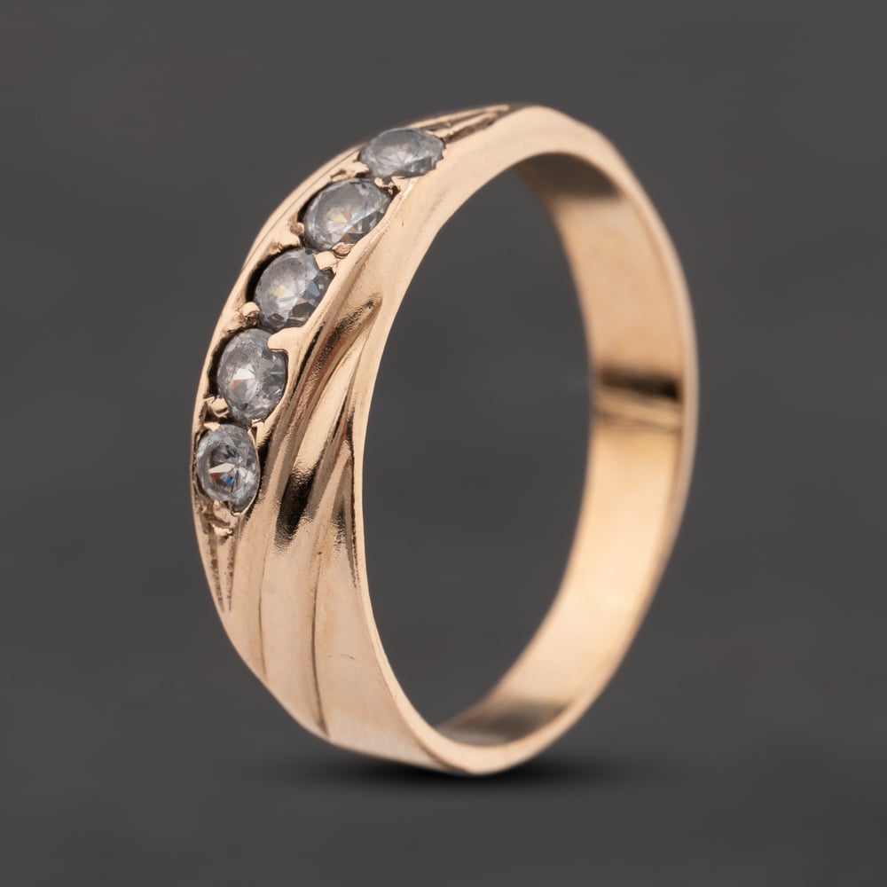 Pre-Owned Yellow Gold Cubic Zirconia Crossover Five Stone Ring 41104798