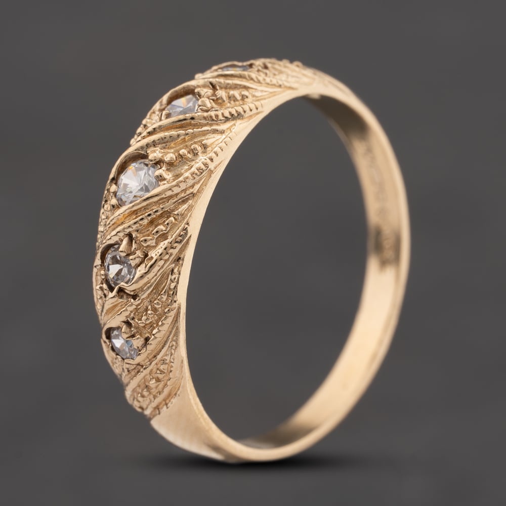 Pre-Owned 9ct Yellow Gold Cubic Zirconia Twist Five Stone Ring 41104803
