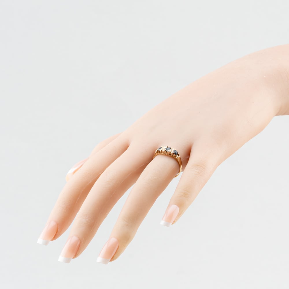 Pre-Owned 9ct Yellow Gold Sapphire Three Stone Ring 41104807