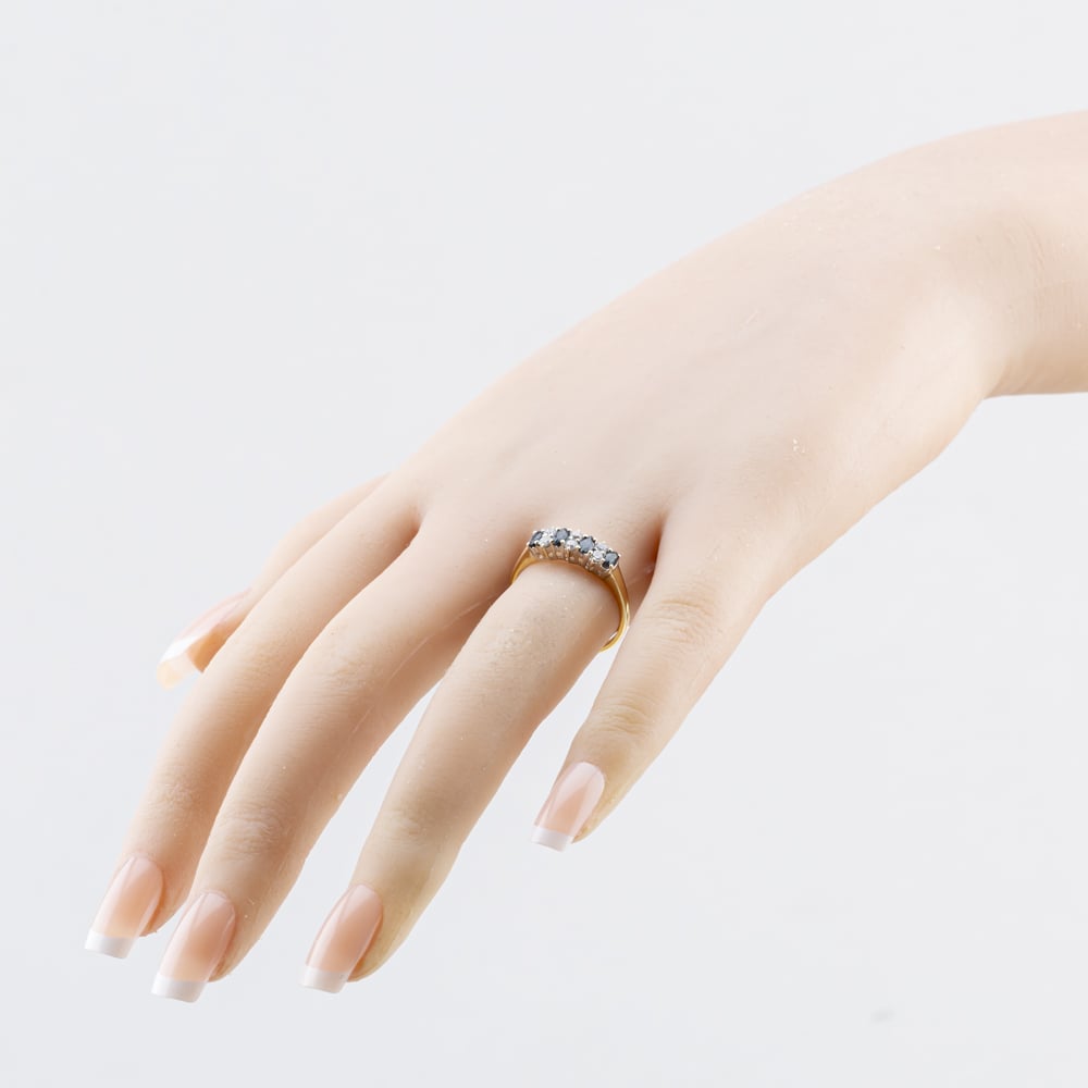 Pre-Owned 9ct Yellow Gold Sapphire & Cubic Zirconia Half Eternity Ring 41104829