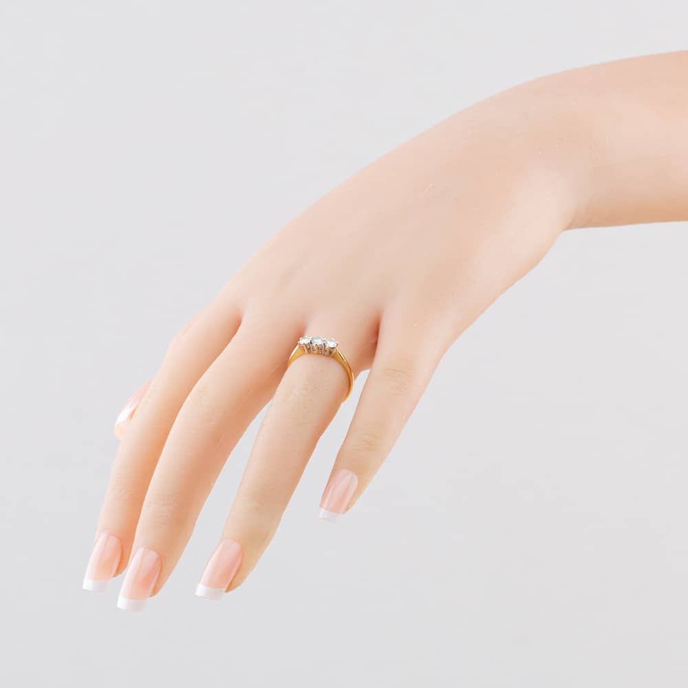 Pre-Owned 9ct Yellow Gold Moissanite Three Stone Ring 41104896