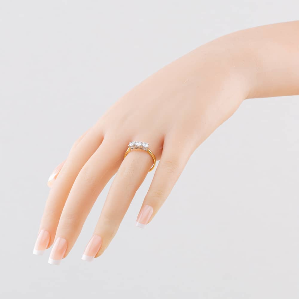 Pre-Owned 9ct Yellow Gold Cubic Zirconia Three Stone Ring 41104900
