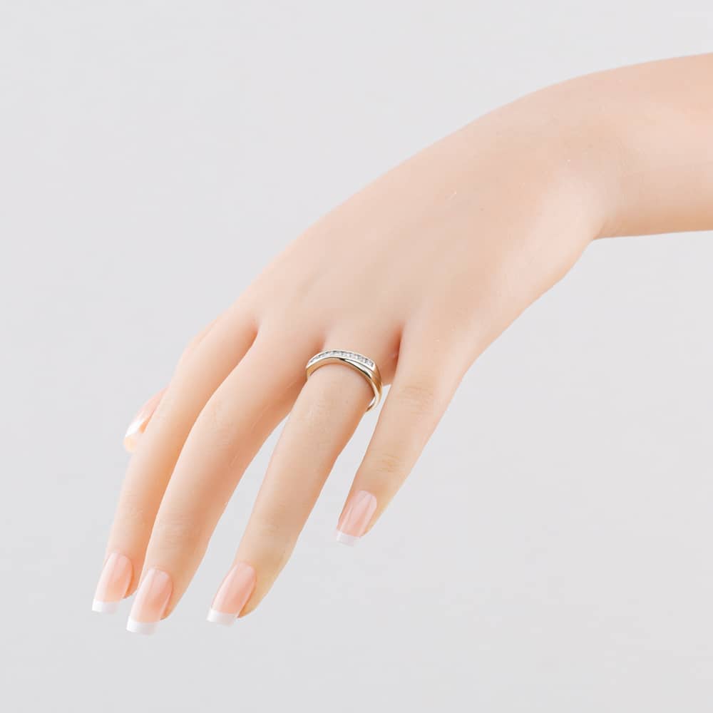 Pre-Owned 9ct White Gold Cubic Zirconia Half Eternity Ring 41104906