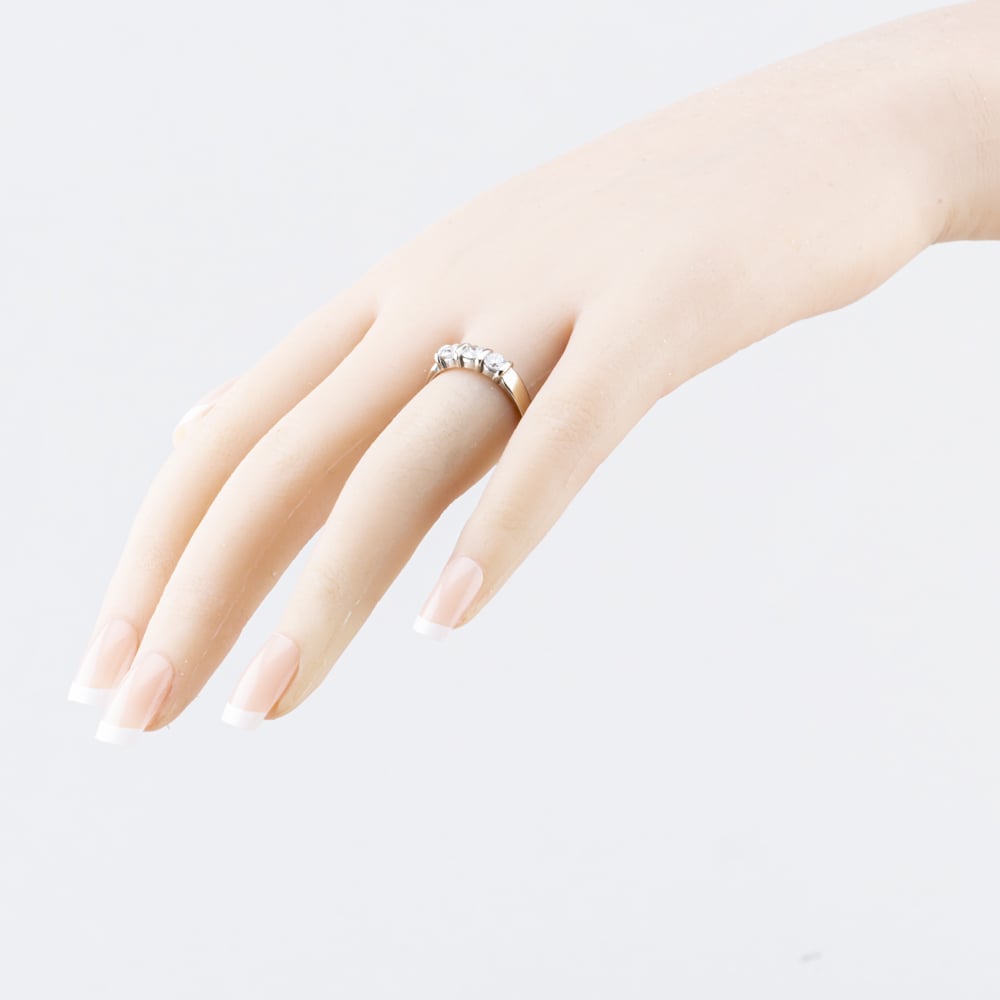 Pre-Owned 18ct White Gold 0.79ct Brilliant Cut Tension Set Three Stone Ring 411202158048