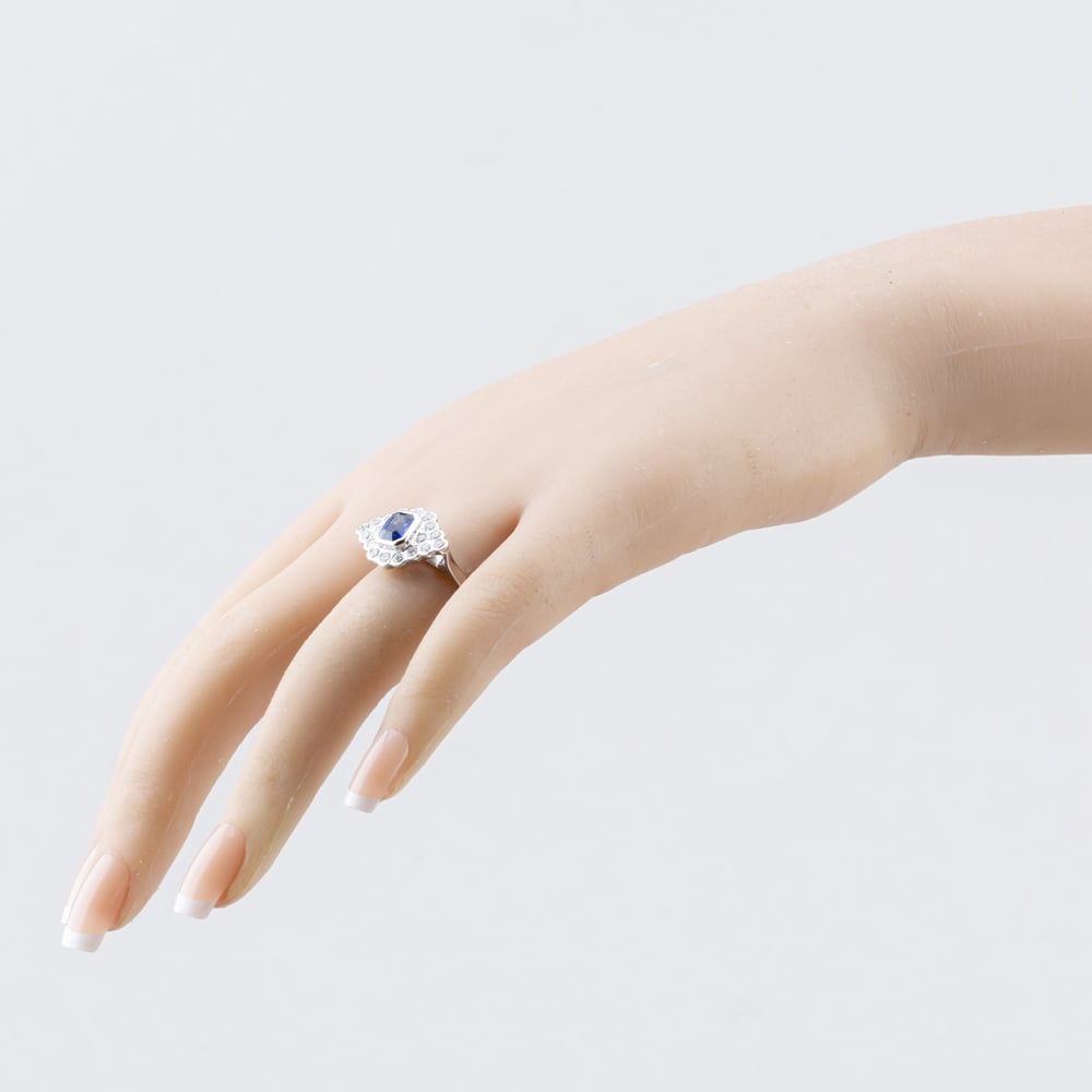 Pre-Owned 18ct White Gold 1.11ct Sapphire & 0.61ct Brilliant Cut Diamond Cluster Ring 41121026