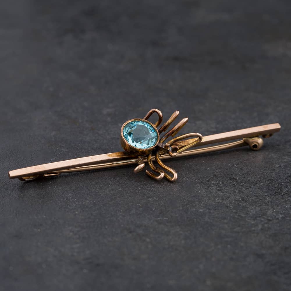 Product photograph of Pre-owned Vintage Yellow Gold Stone Set Spider Glass Bar Brooch 4113028 from The Jewel Hut