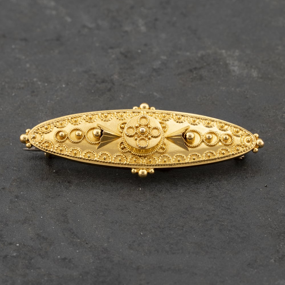 Pre-Owned 15ct Yellow Gold Raised Geometric Beaded Decoration Brooch 41131148
