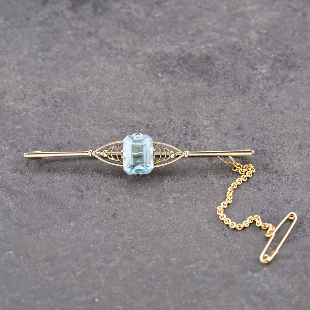 Pre-Owned Vintage Yellow Gold Paste Bar Brooch 41131165