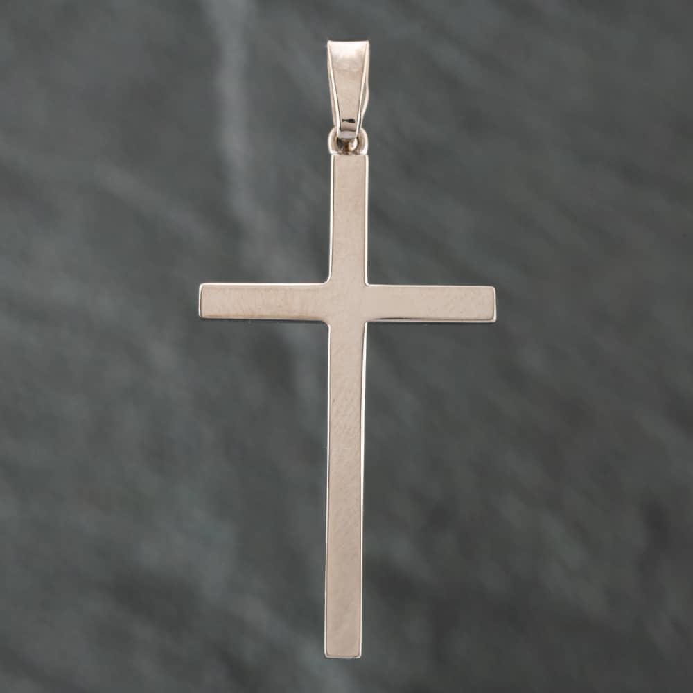 Pre-Owned 9ct White Gold Large Plain Cross Loose Pendant 41141063